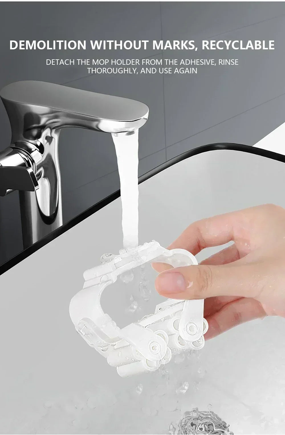 Mop Broom Holder Storage Rack Adhesive Hooks Wall