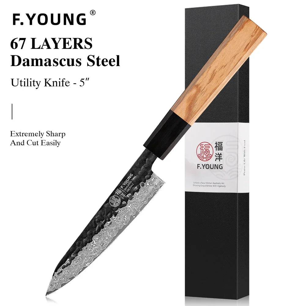 Young Damascus Steel Knives Japanese Hand Forged Chef