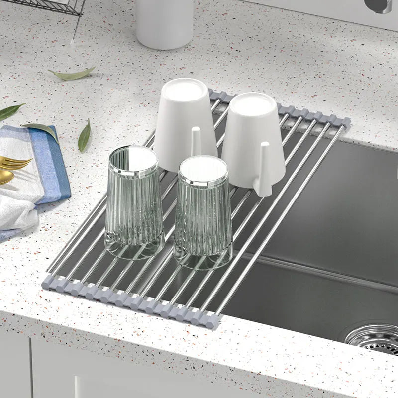 Roll Up Dish Drying Rack Over Sink Stainless