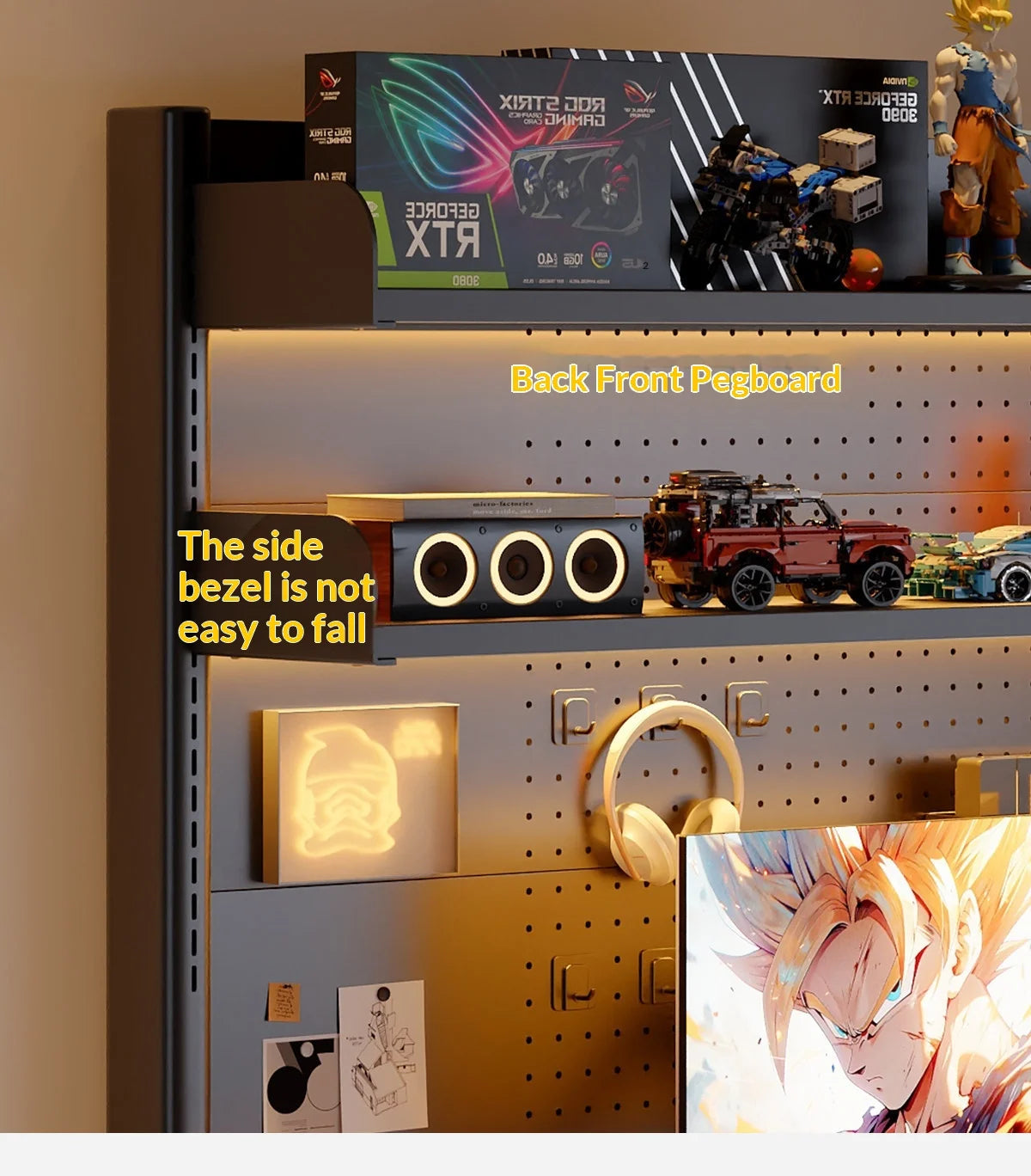 Clamp On Desk Shelf Pegboard Adjustable 2/3 Tier