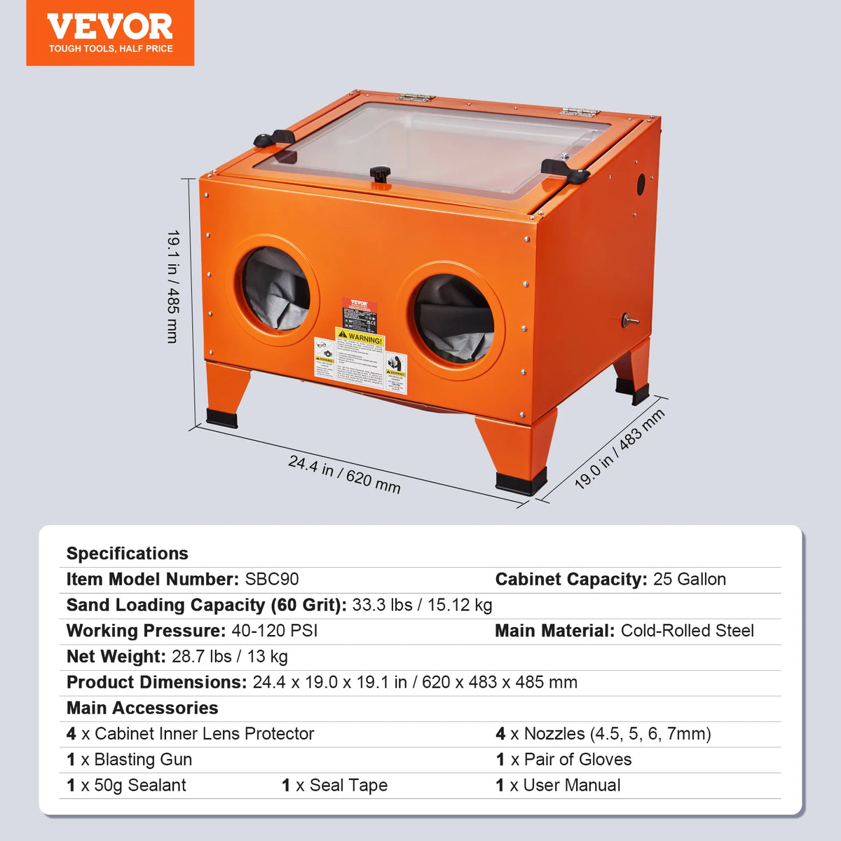Succebuy 25/40/60gallon Sandblasting Cabinet Benchtop Sand