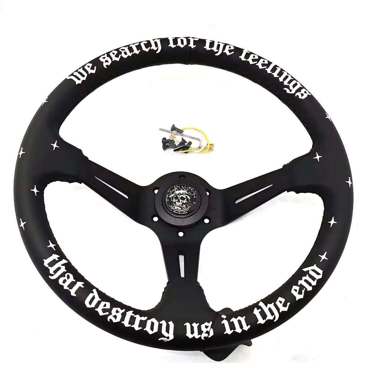 350mm Sports Classic Steering Wheel Holes Black Spoke