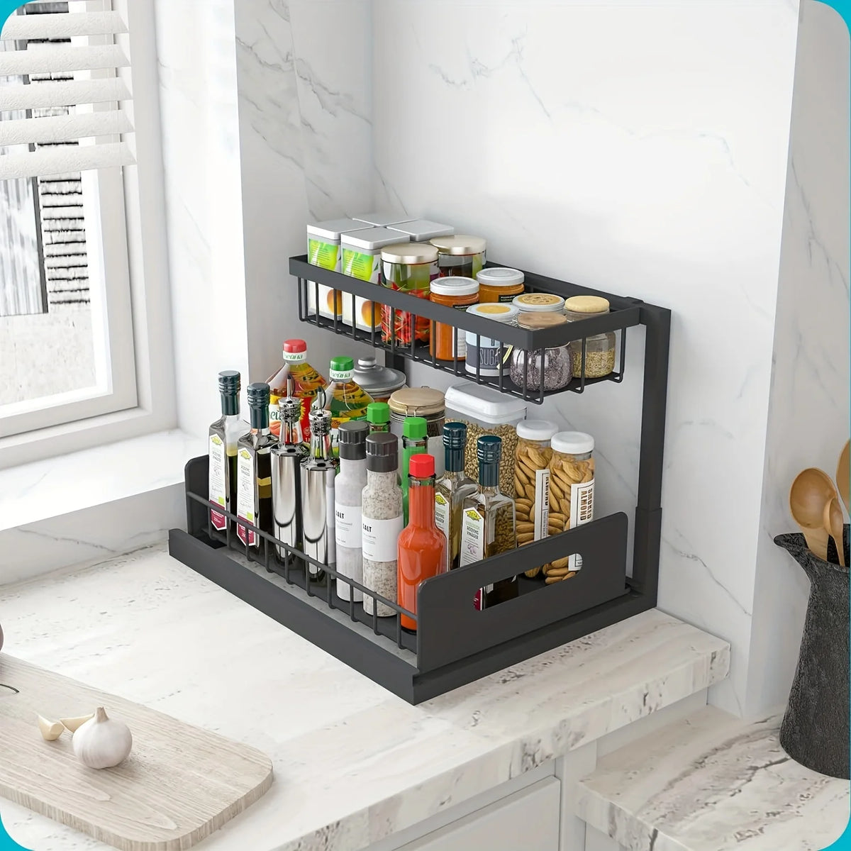 Under Sink Organizer Pull Out Cabinet Organizer Tier