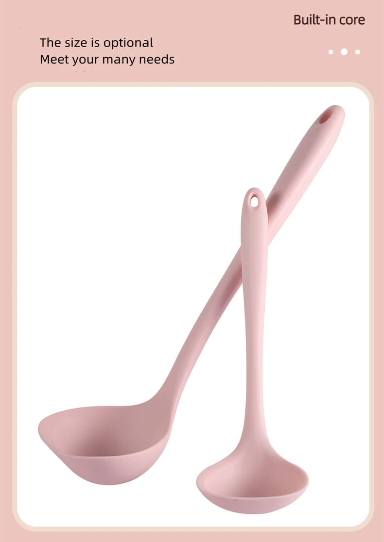 1pc Long Handle Silicone Soup Spoon Ramen Noodles