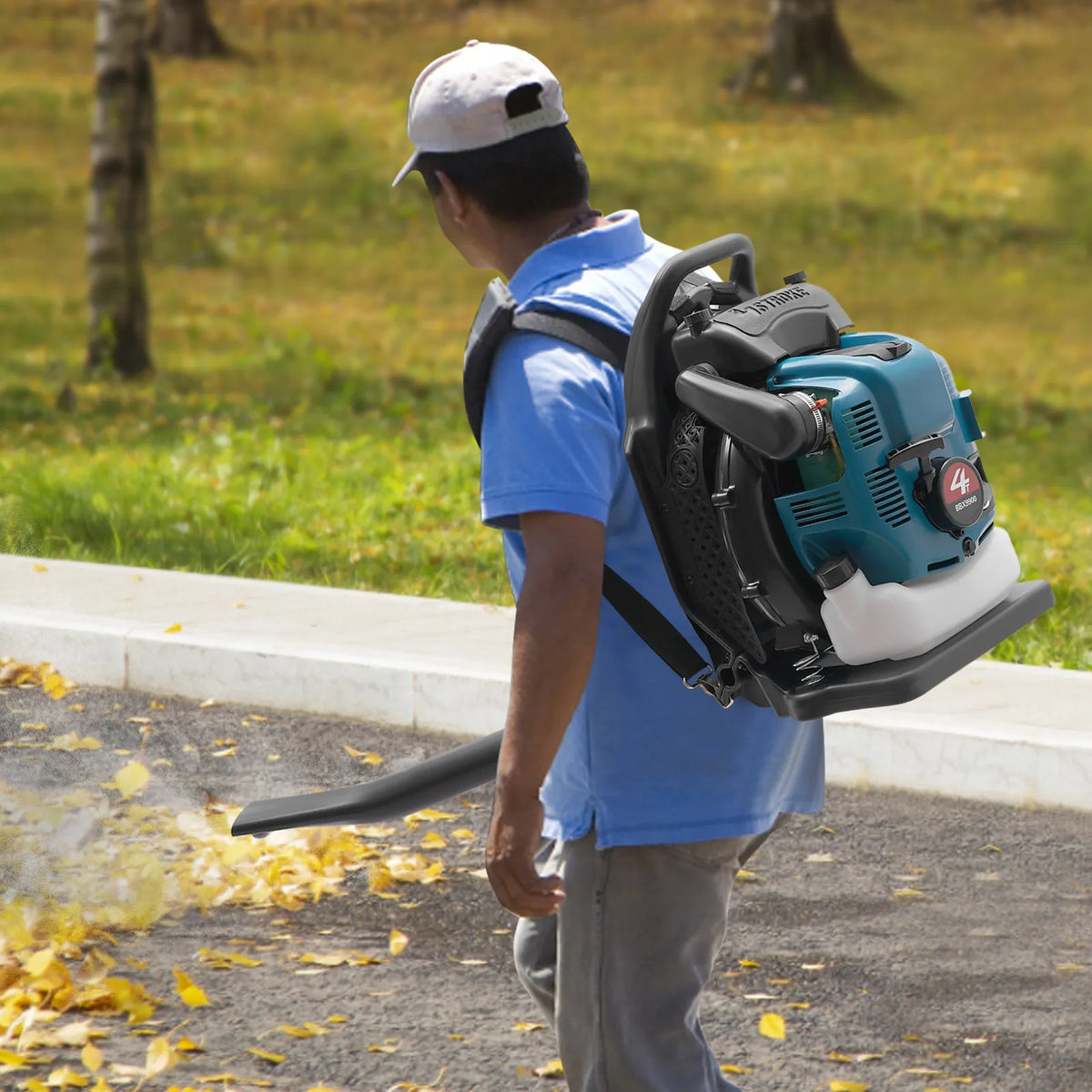 75 6cc 4-Stroke Gas Backpack Leaf Blower 2600w
