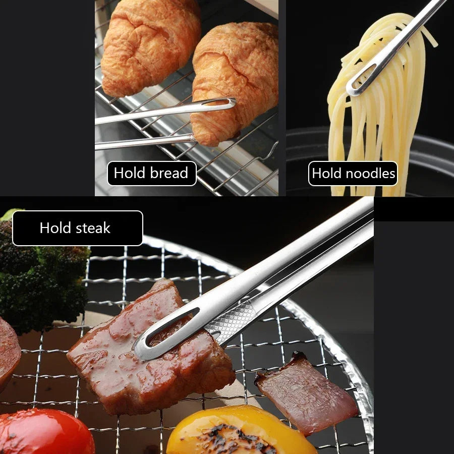 Long Stainless Steel Tongs Non-Slip Heat Resistant Bbq