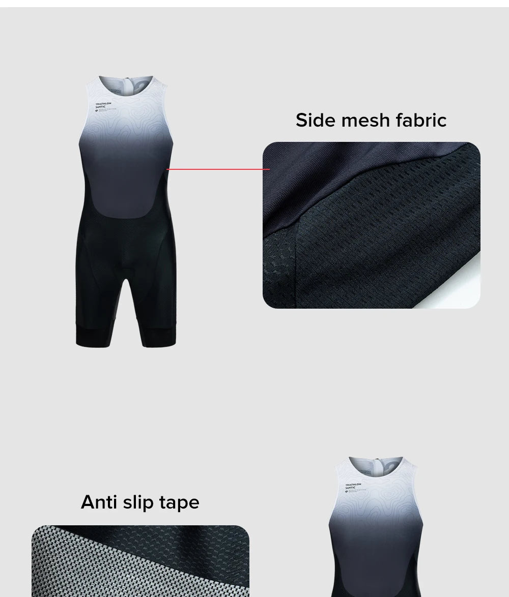 Santic Men Triathlon Cycling Suits Sleeveless Sponge Padded