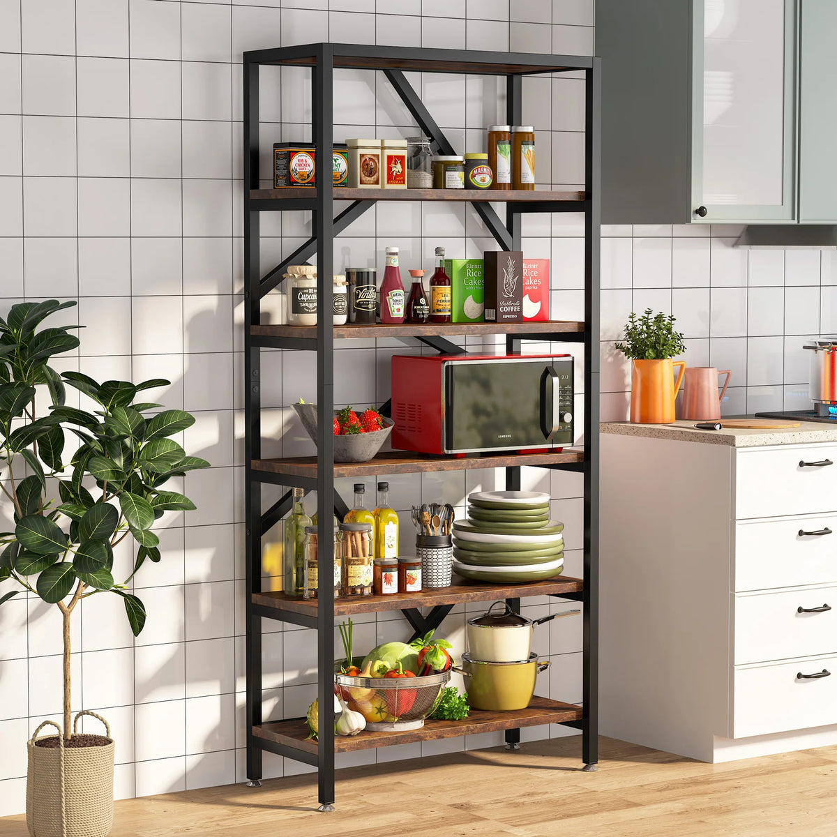 Tribesigns Bookshelf Storage Rack Standing Shelf Tier Industrial