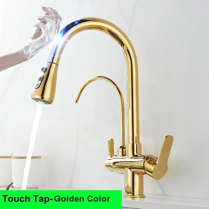Waterfall Touch On Filter Faucets Brass Cold Pull
