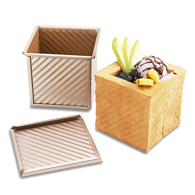 Square Baked Toast Box Loaf Pan Non-Stick Baking