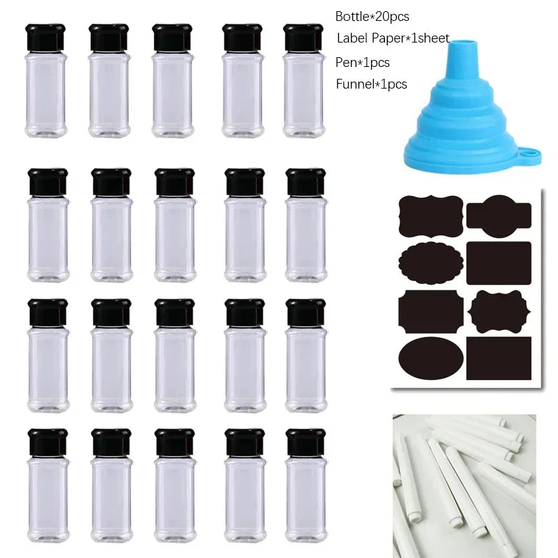 5-20pcs 100ml Plastic Jars Spices Salt Pepper Shakers