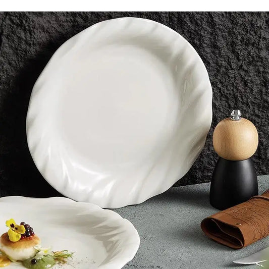 Ceramic Dinner Plate Irregular Shallow Dessert Snack Pasta