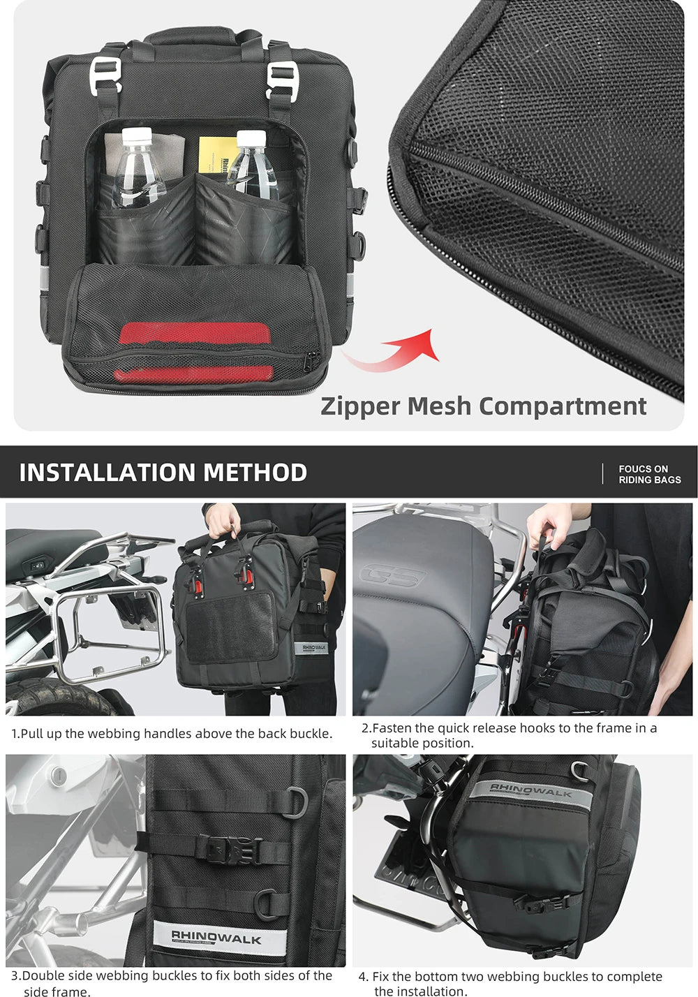 Rhinowalk 2pcs Motorcycle Saddle Bag Motor Bag 3d