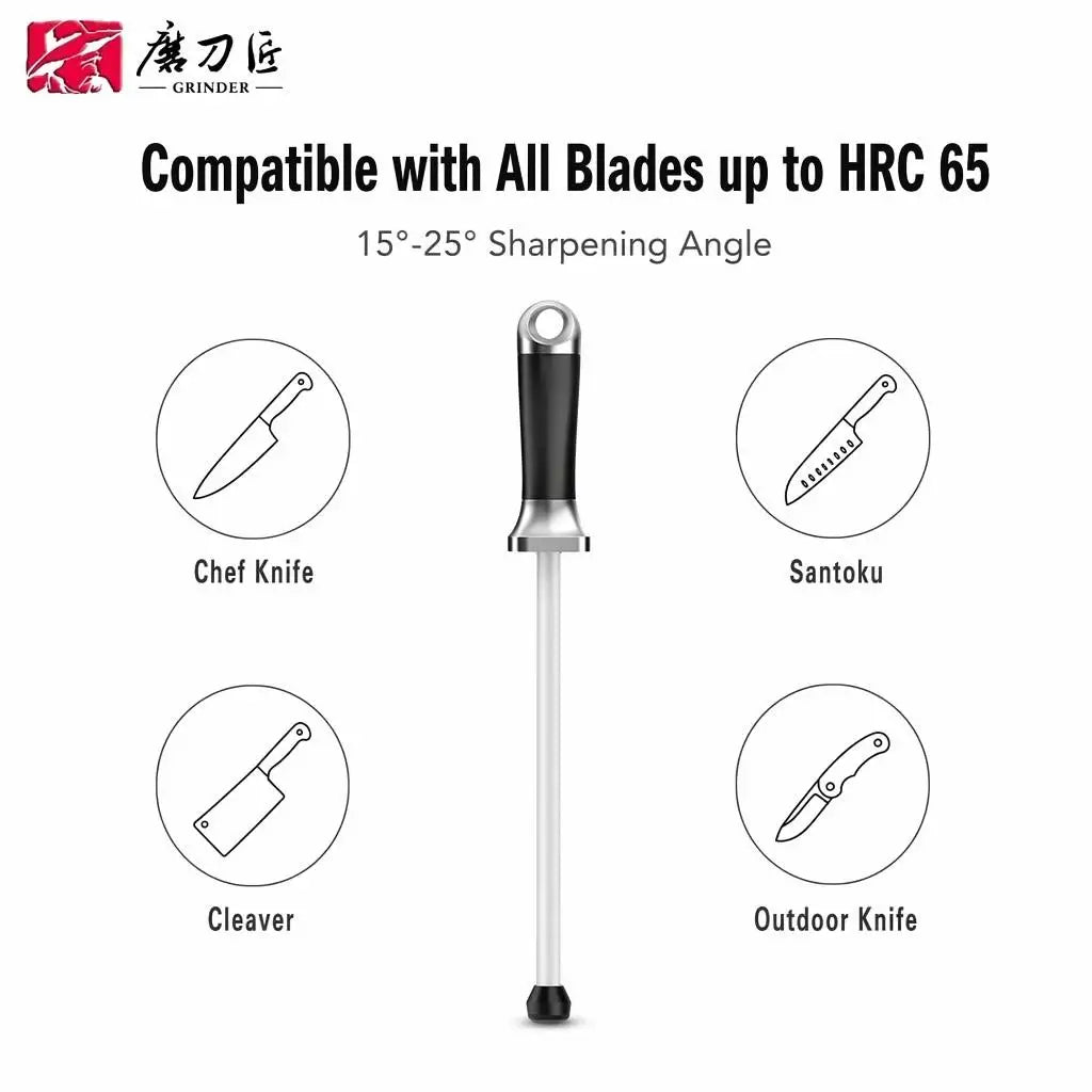 12 Inch Professional Ceramic Stick Rod Butcher Knife