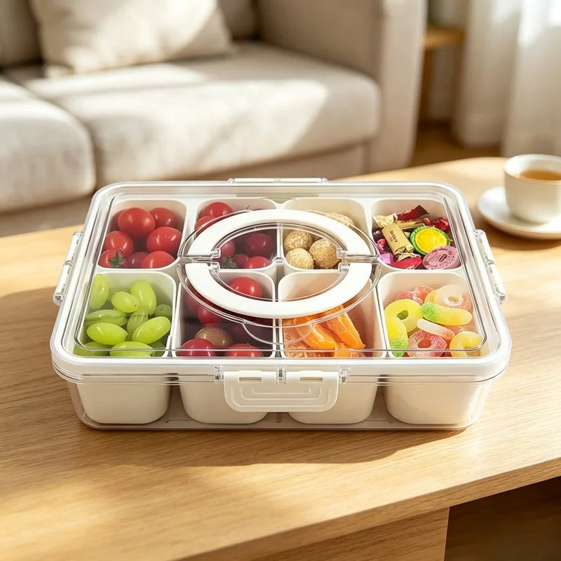 4/8 Compartment Snack Storage Box Lid Travel Charcuterie