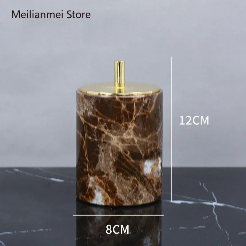 Dark Natural Marble Bathroom Brown Luxury Toothbrush Holder