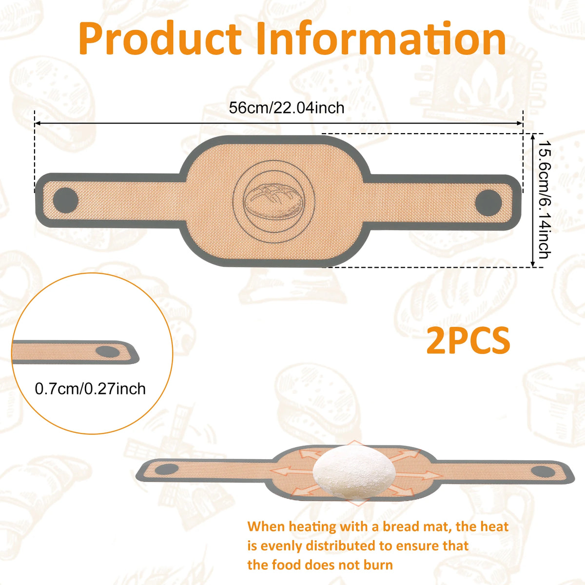 2pcs Silicone Bread Sling Non Stick Silicone Baking
