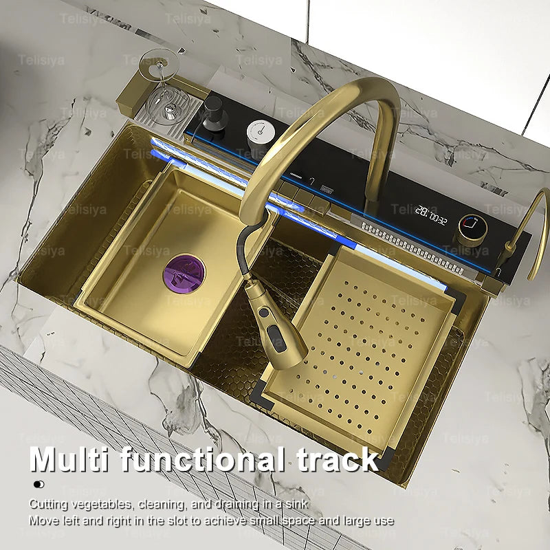 Modern Stainless Steel Sink Sinks Digital Display Large