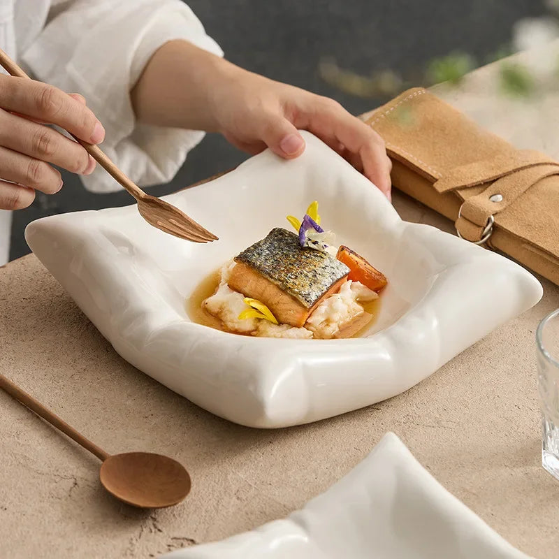 Dehua Ceramic Plates Dishes Creative Hotel Restaurant Tableware