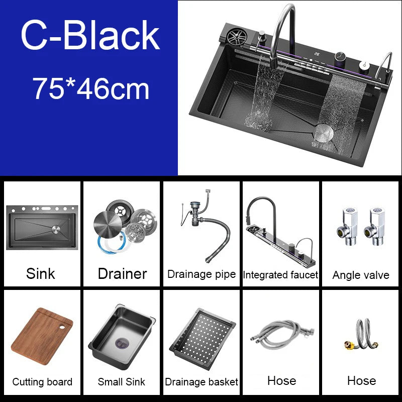 Nano Black Sink Large Slot Integrated Digital Display
