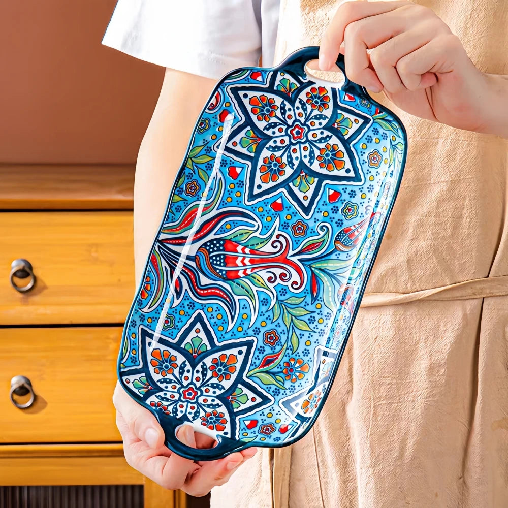 1pc Bohemian Style Ceramic Fish Dish Handle 12