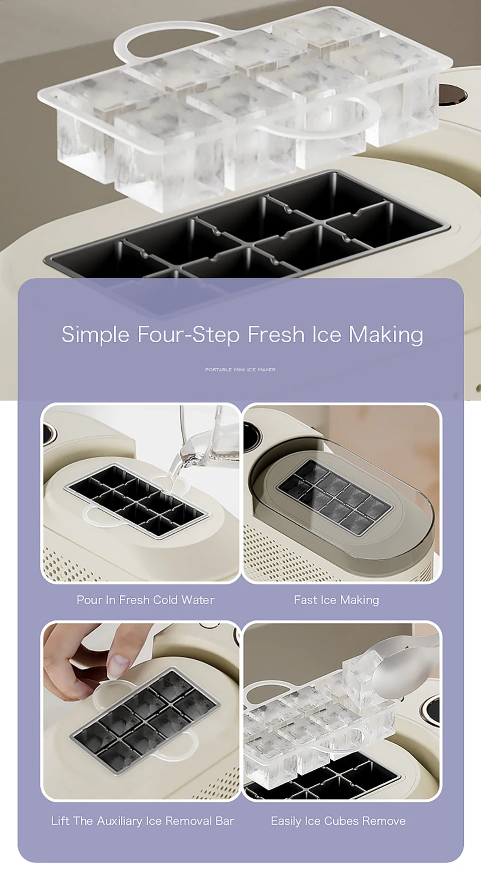 12v/220v Car Ice Maker Desktop Mini Ice Cubes