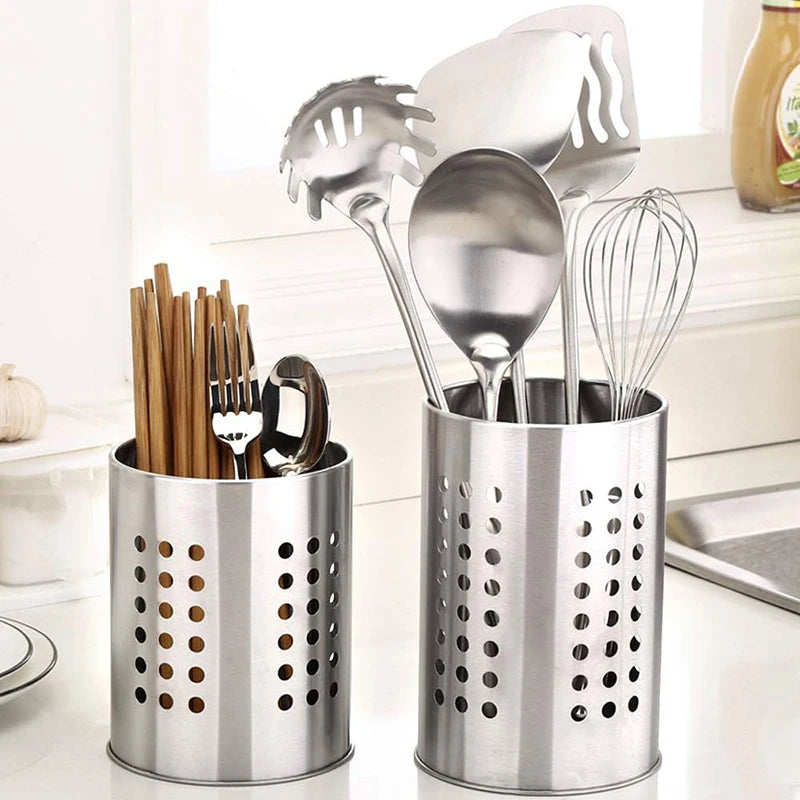 2pcs Stainless Steel Cutlery Holder Utensil Organizer Cooking