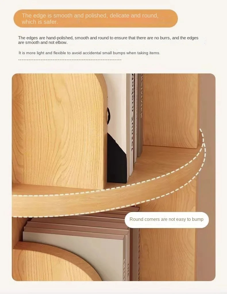 360 Degree Rotatable Solid Wood Bookshelf Simple Storage