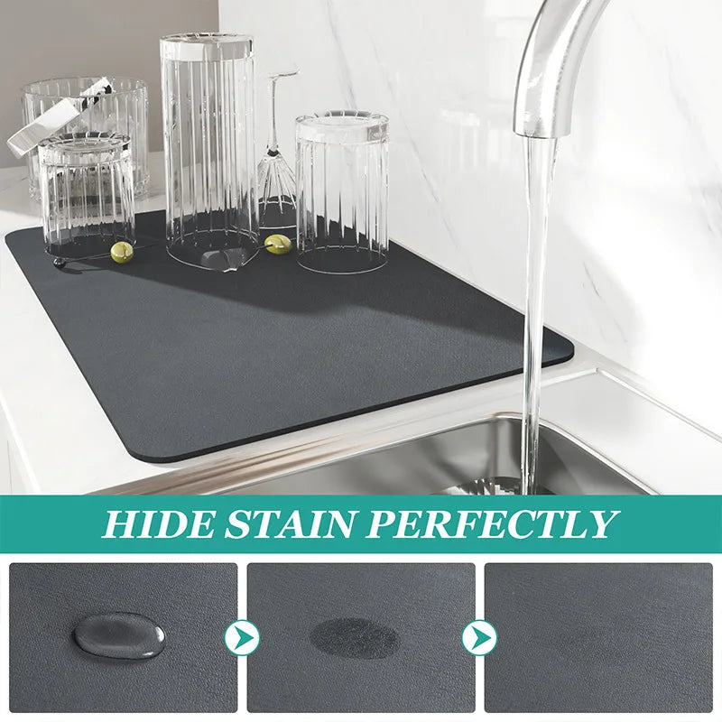 Drain Pad Rubber Dish Drying Mat Super Absorbent