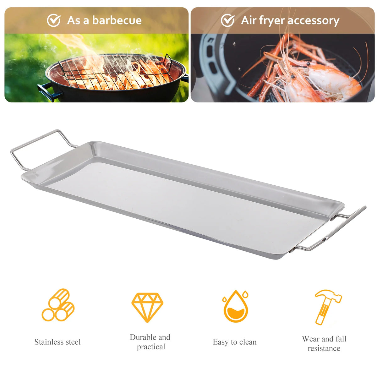Extra Thick Stainless Steel Roasting Pan Nonstick Bbq
