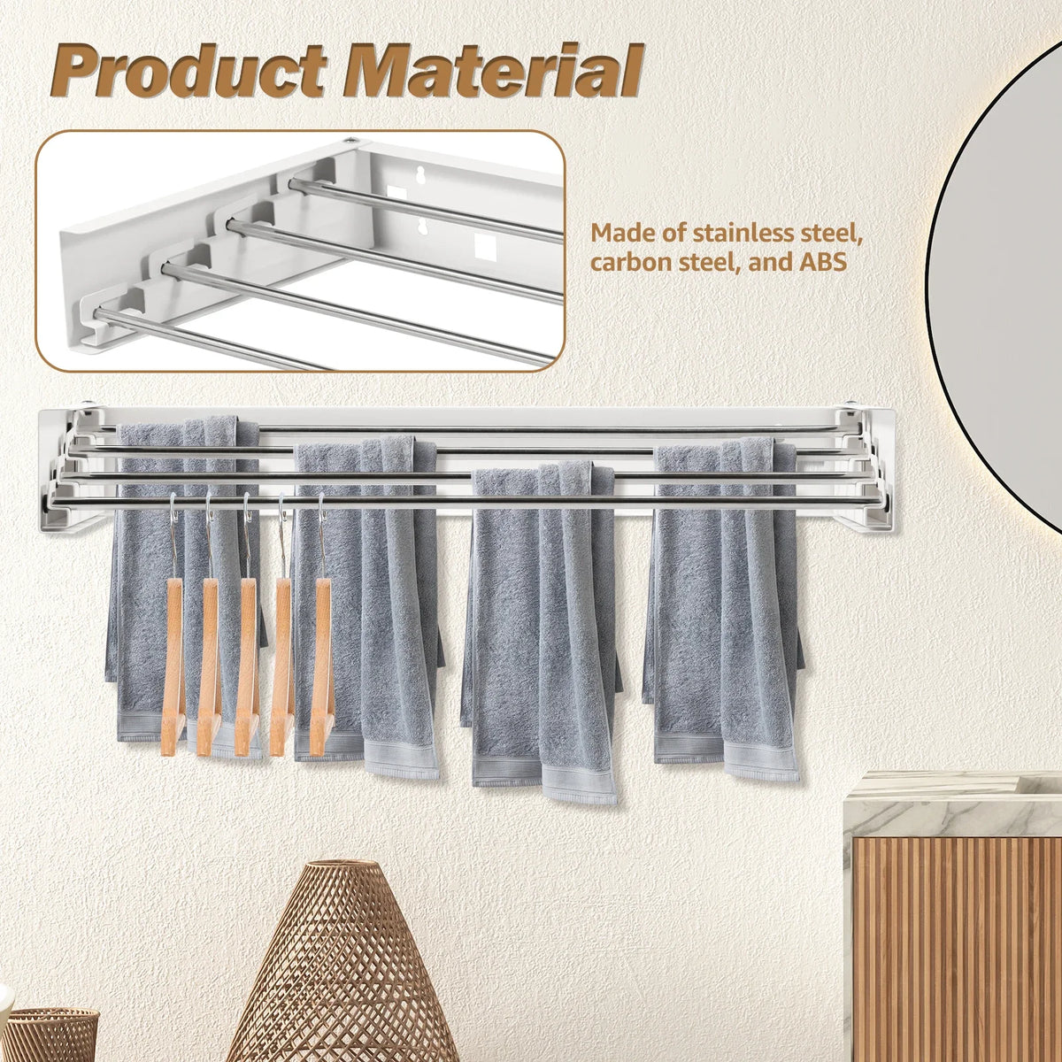 Folding Clothes Hanger Stainless Steel Laundry Drying Rack