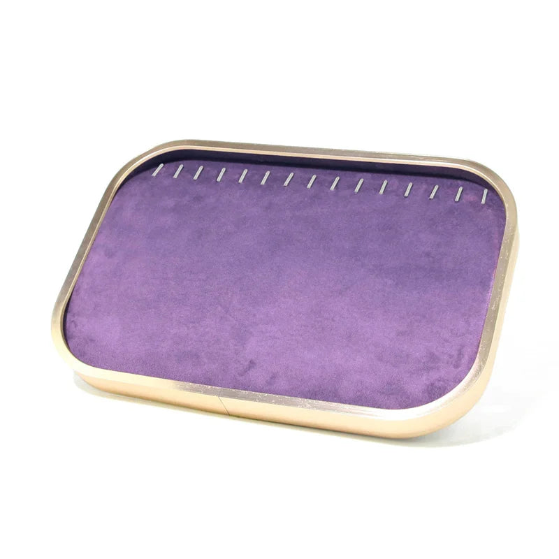 High-Grade Metal Frame Velvet Jewelry Display Tray Purple
