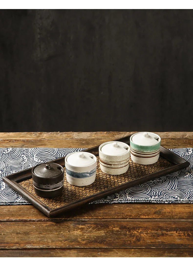 Japanese Style Vintage Ceramic Seasoning Jar Chili Storage