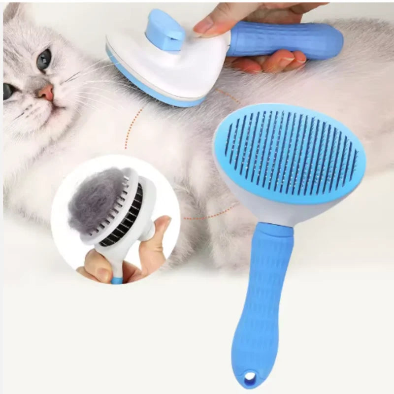 Automatic One-Click Pet Hair Removal Comb Slicker Brush