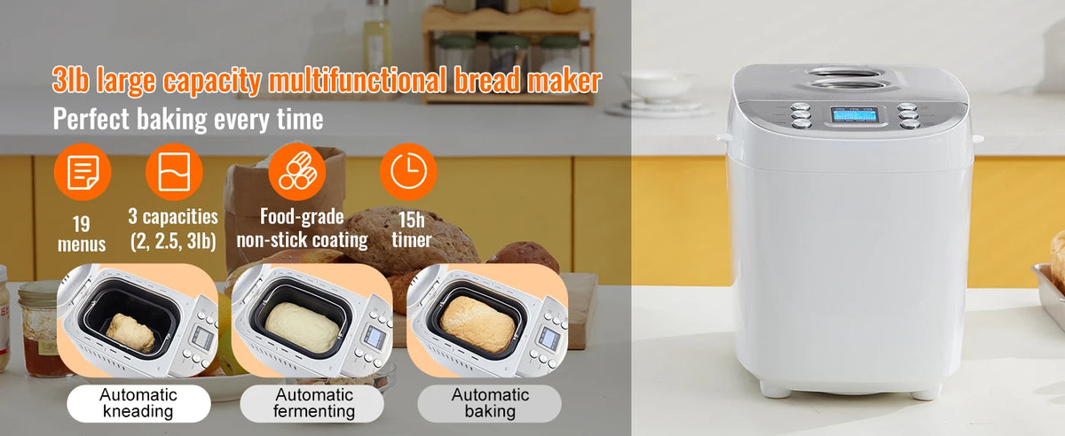 Succebuy Lb Bread Maker 15-In-1 Dough Machine Nonstick