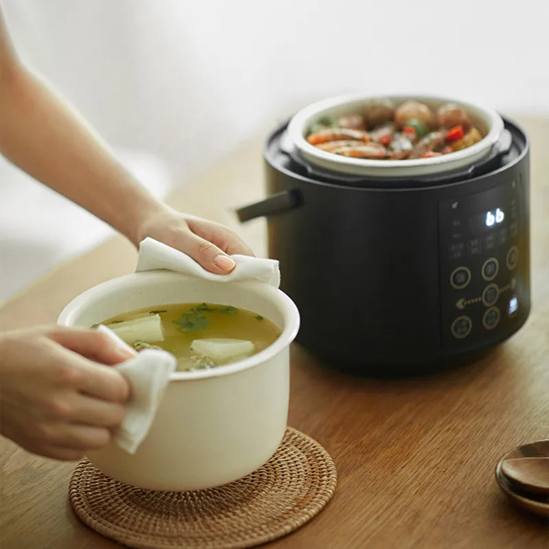 Mini Rice Cooker Ceramic Coated Pot 2l Travel