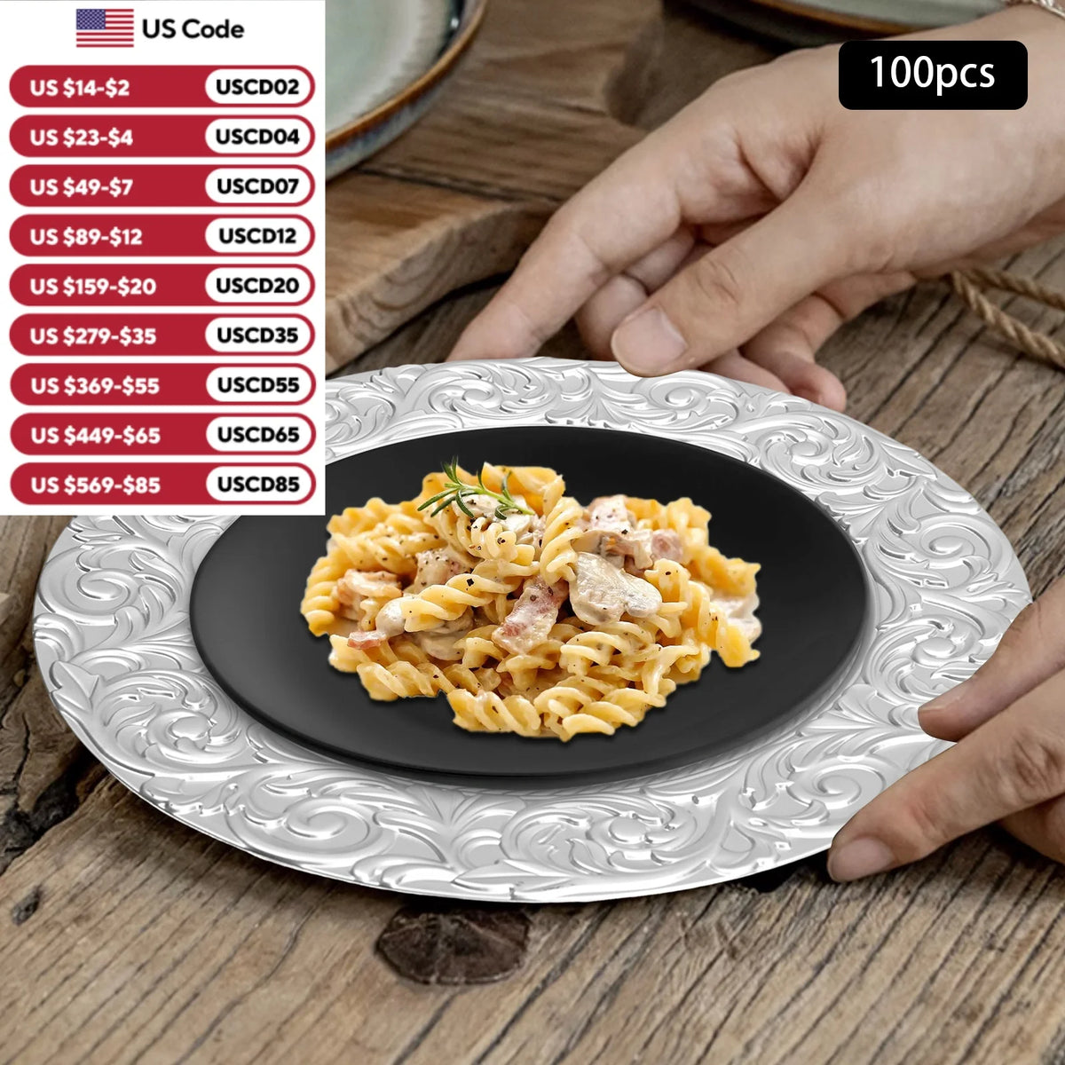 100pcs Charger Plates 13 Inch Round Charger Plates