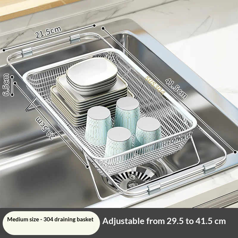 Expandable Stainless Steel Drain Basket 304 Grade Retractable