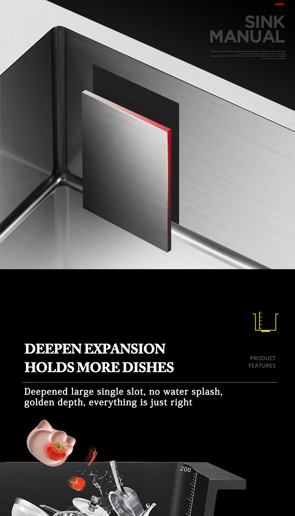 Dqok Stainless Steel Sink Slot Dish Basin Sink