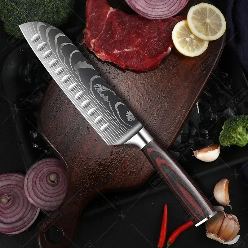 Wxcoo Damascus Pattern Chef Knife Professional Japanese Knives