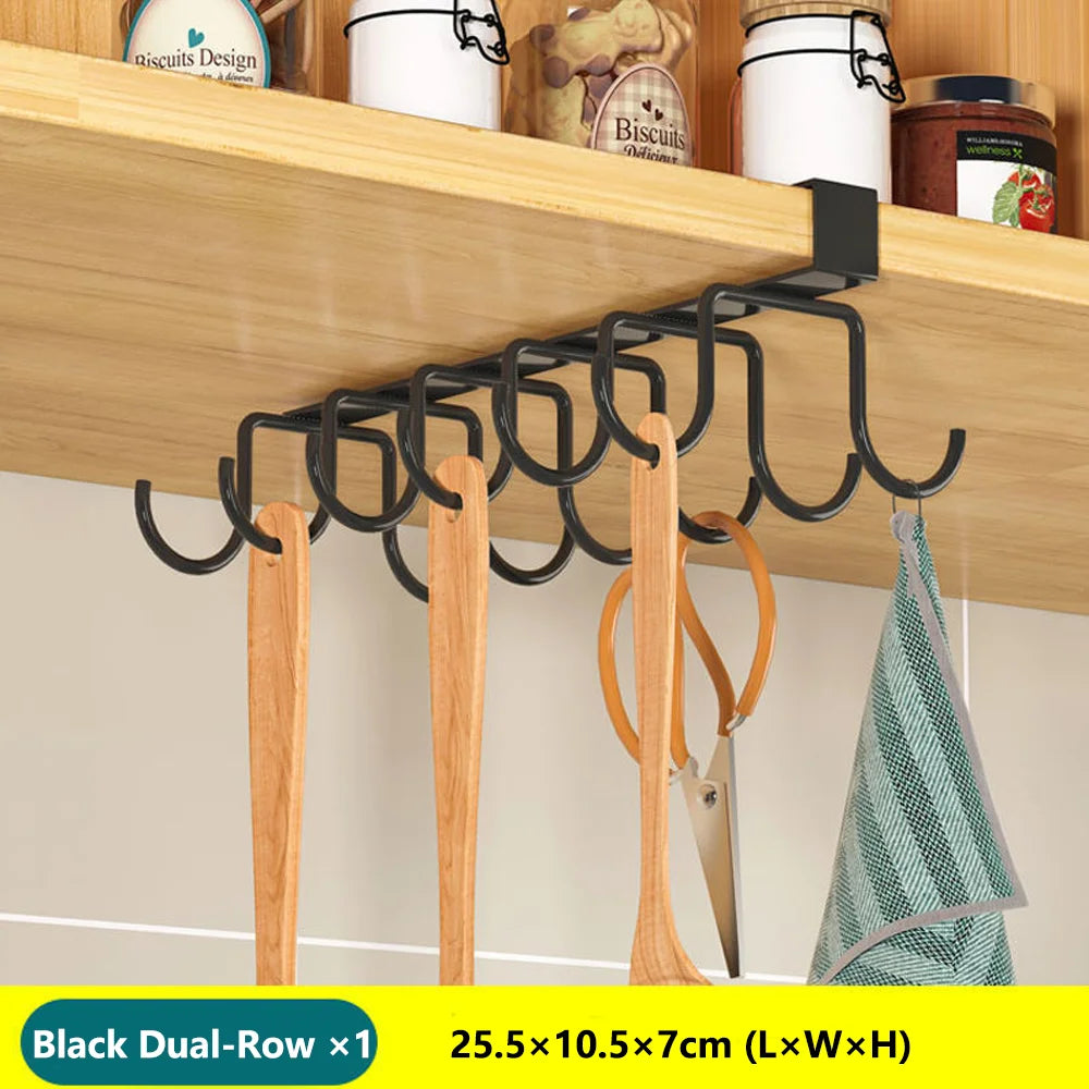 Space Saving Organizer Under Cabinet Hanging Rack Hooks