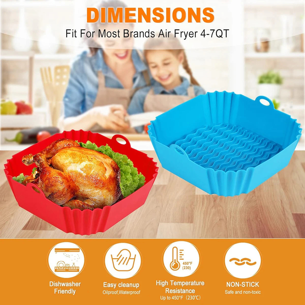 Air Fryer Silicone Liners Pot Airfryer Basket Cooking