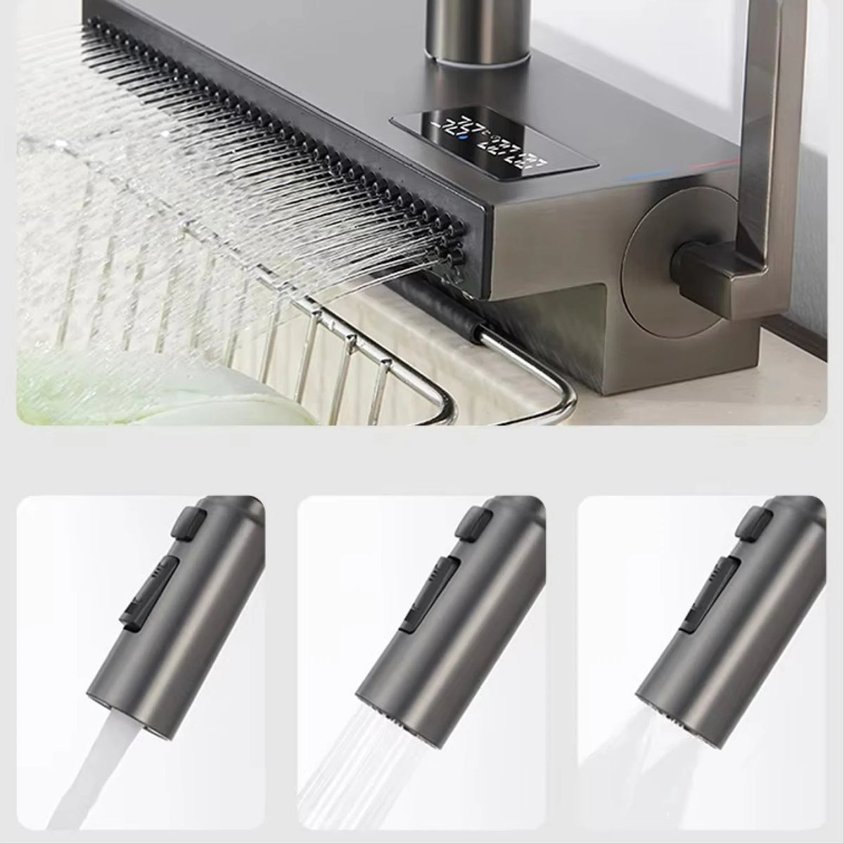 Luxury Gunmetal Brass Led Digital Display Faucet Hole