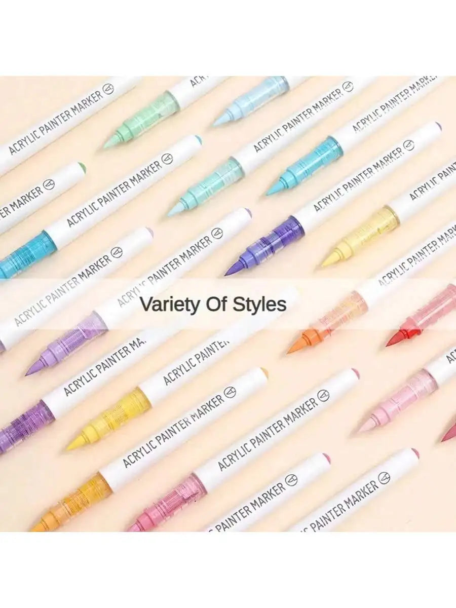Languo 9pcs/Box Soft Brush Acrylic Marker Pen Diy