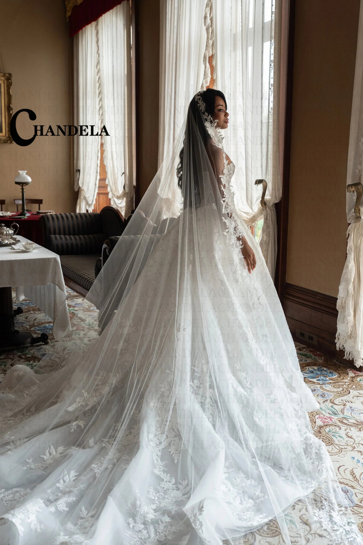 Chandela Trendy A-Line Wedding Dress Bridal Sleeveless Tulle