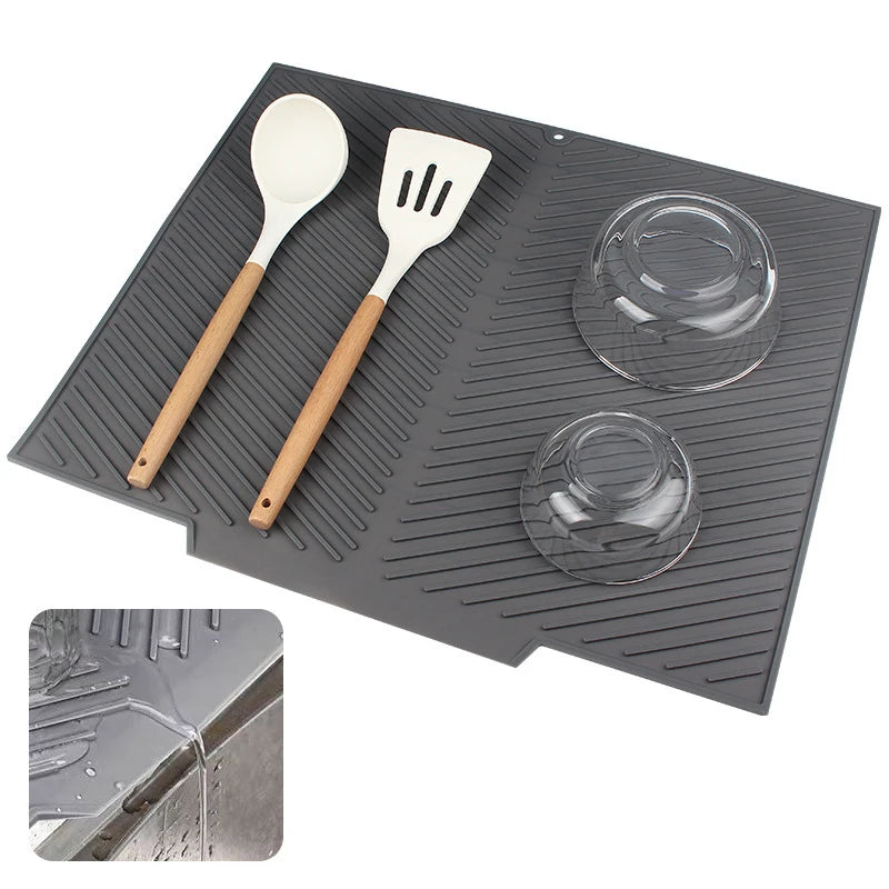 Dish Drying Mat-Silicone Drying Pad Counter Non-Slip Drain