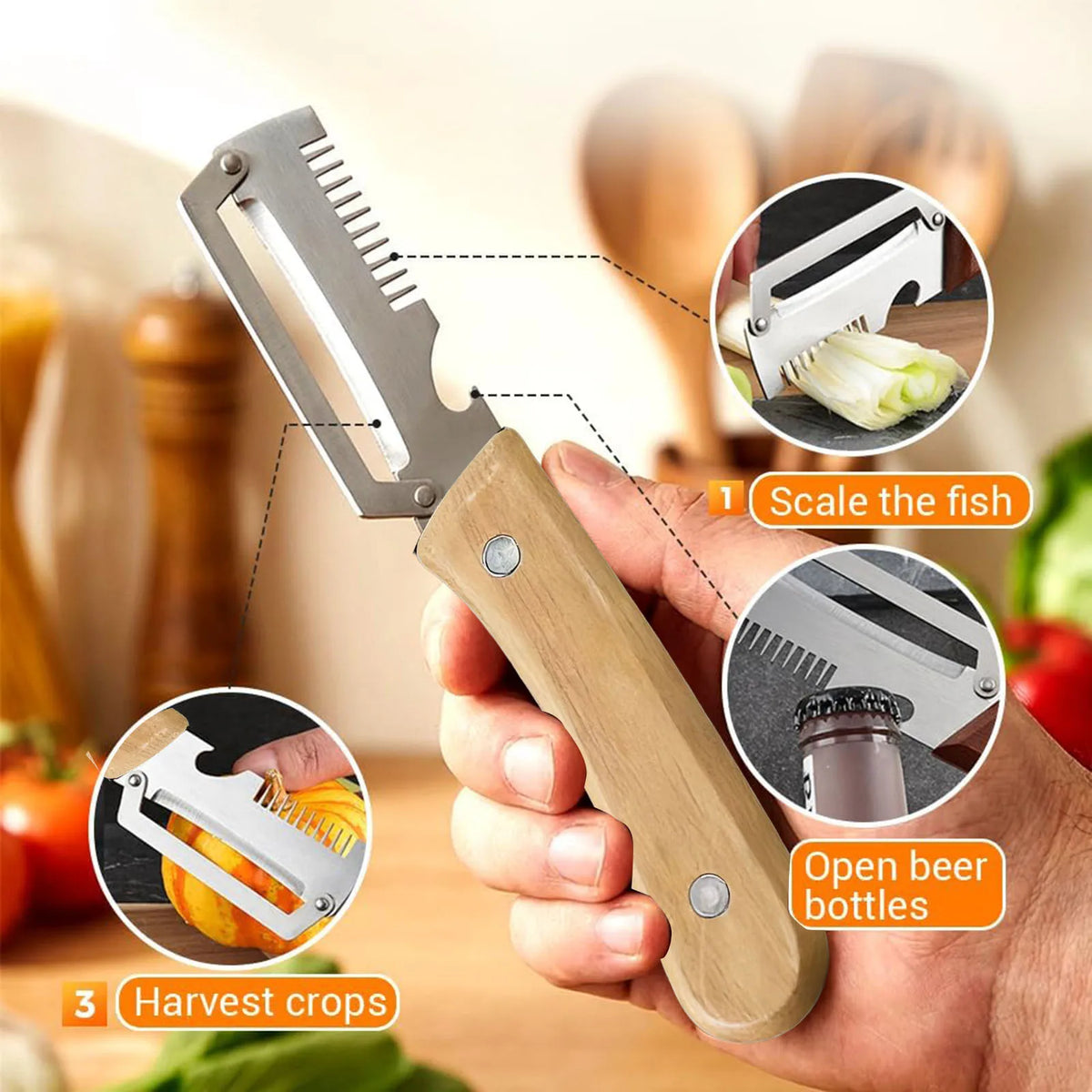 Must Haves Premium Vegetable Peeler Wooden Handle Functional