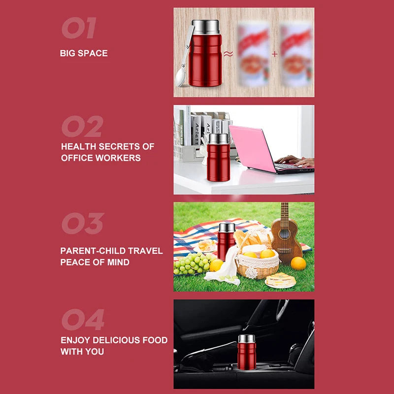500/750ml Stainless Steel Food Container Food Thermal Jar