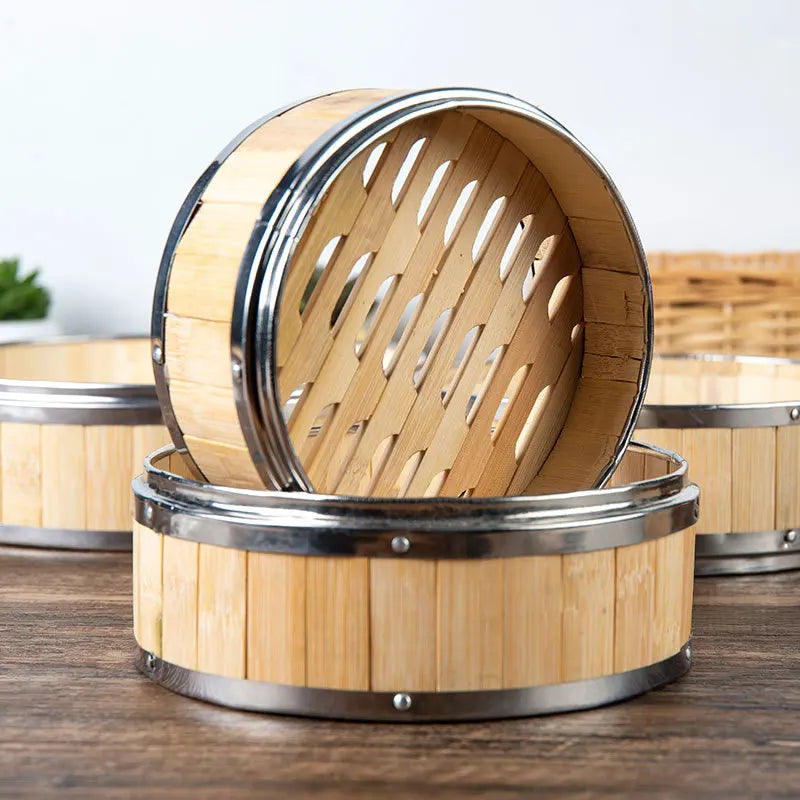 Reusable Round Bamboo Steamer Cover Dumplings Steaming Grid