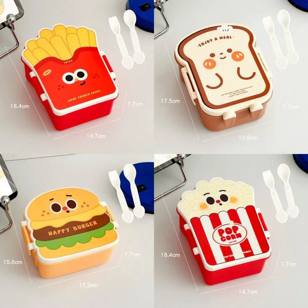 Creative Cartoon Bento Box Hamburger French Fries Divided